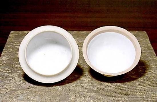 柔らかい 三井大磯 古余呂技窯 川瀬順一(竹春)作 交趾 歓冬花 香合