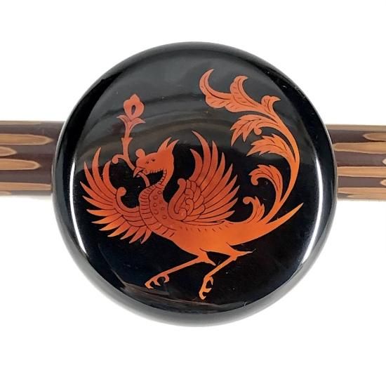 Ｎ７８９　棗　『塗師　前端雅峯作』『鳳凰蒔絵』『平棗』　共箱　茶道具 漆工 前端雅峰 作 白檀塗 鳳凰紋 平棗 共箱 無傷。