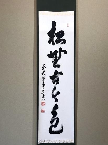 大徳寺足立泰道直筆　松無古今色　共箱 掛軸 大徳寺派 足立泰道 筆 「松無古今色」紙本 共箱 良品。