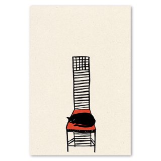 post card 椅子でくつろぐ猫