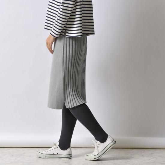 おなかをつつむ / のびるニットレイヤードスカート ウール混