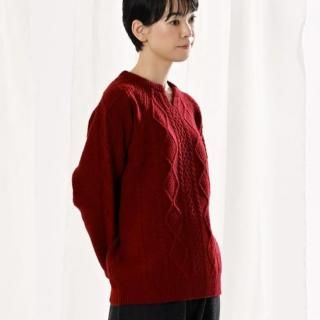 からだをつつむ / アラン柄プルオーバー キーネック ウール100%<img class='new_mark_img2' src='https://img.shop-pro.jp/img/new/icons2.gif' style='border:none;display:inline;margin:0px;padding:0px;width:auto;' />