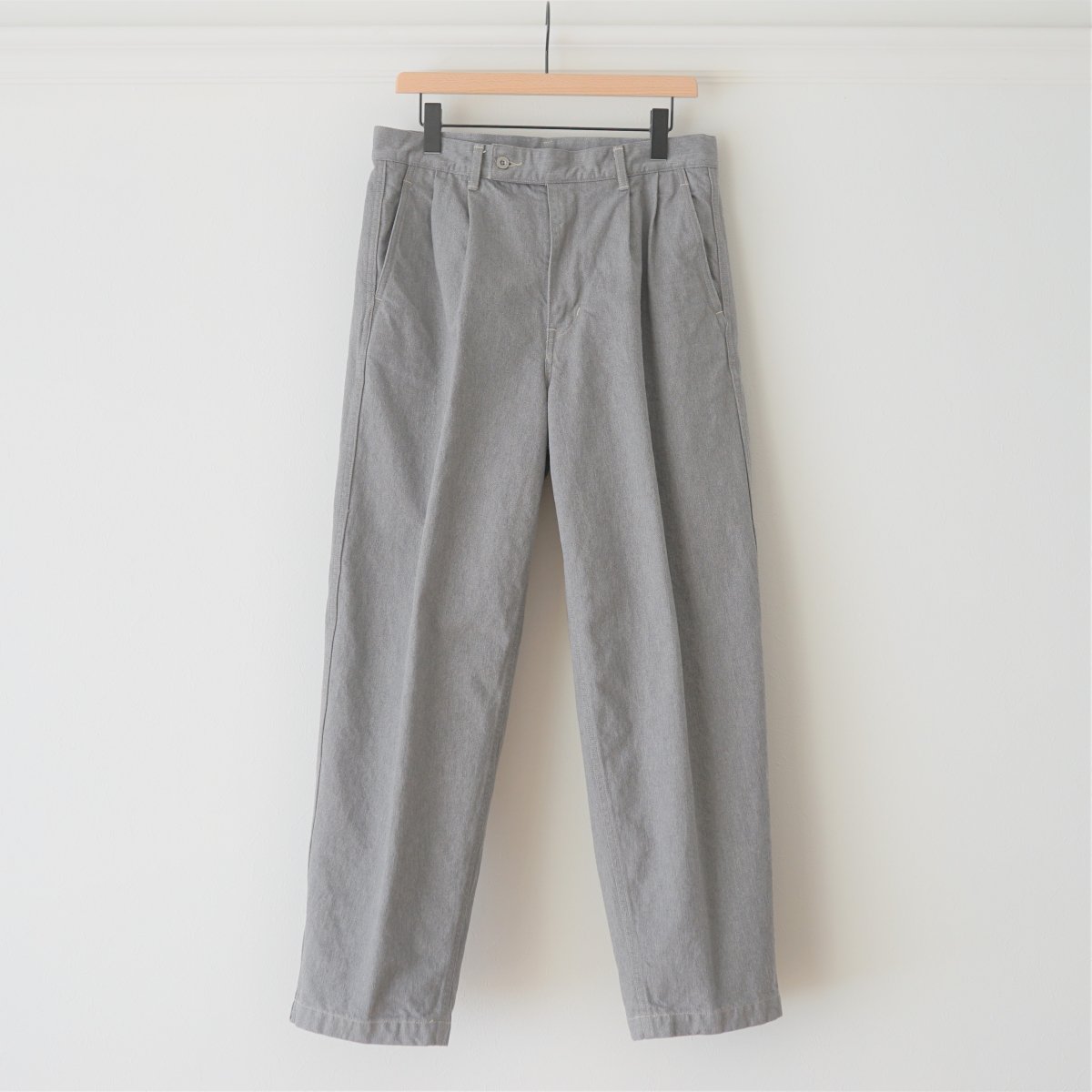 Scye MELANGE GREY DENIM BALOON-LEG TROUSERS - GRAY MELANGE