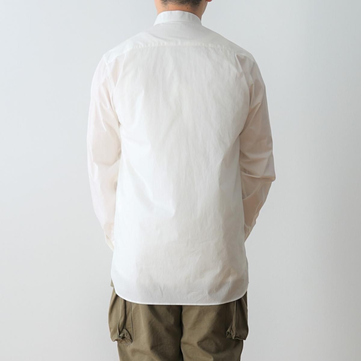 Scye サイ】WASHED COTTON POPLIN GRANDAD COLLAR SHIRT - OFF