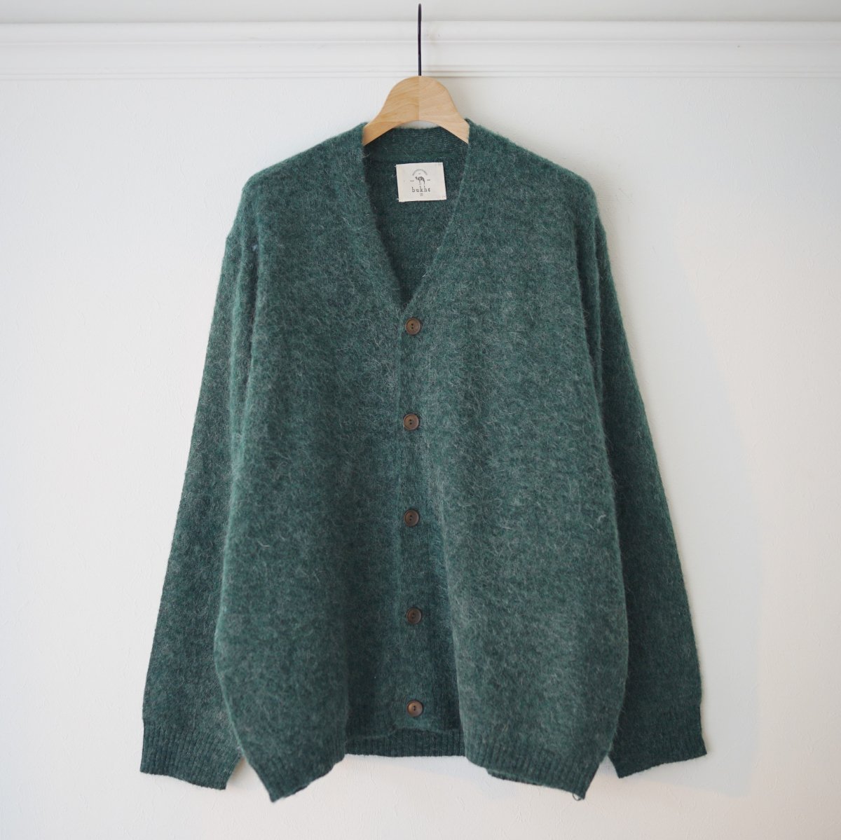 bukht ֥եȡSHAGGY JAQUARD SOLID CARDIGAN - GREEN