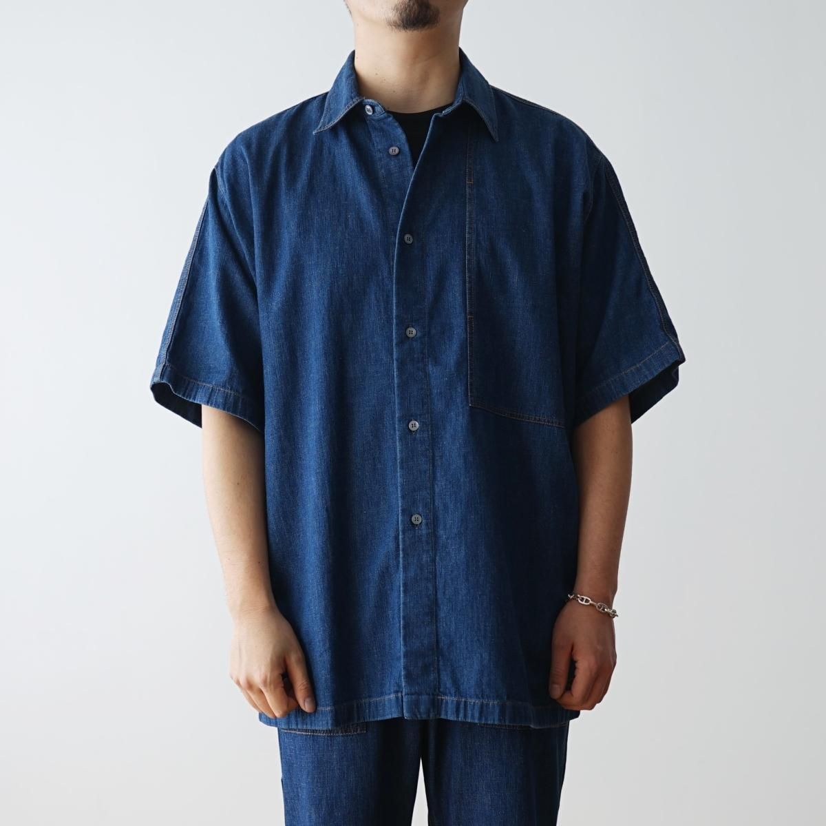 STUDIO NICHOLSON スタジオニコルソン】 SOFT WASH DENIM SHORT SLEEVE