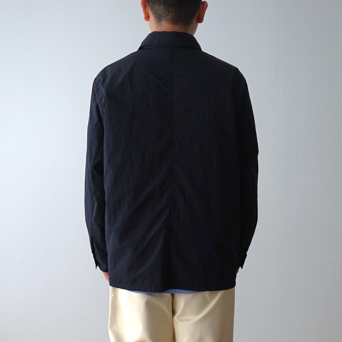 ATON エイトン】 HAND DYED NYLON SHIRT JACKET - BLACK / PARK ATON エイトン】 HAND DYED NYLON SHIRT JACKET - BLACK / PARK