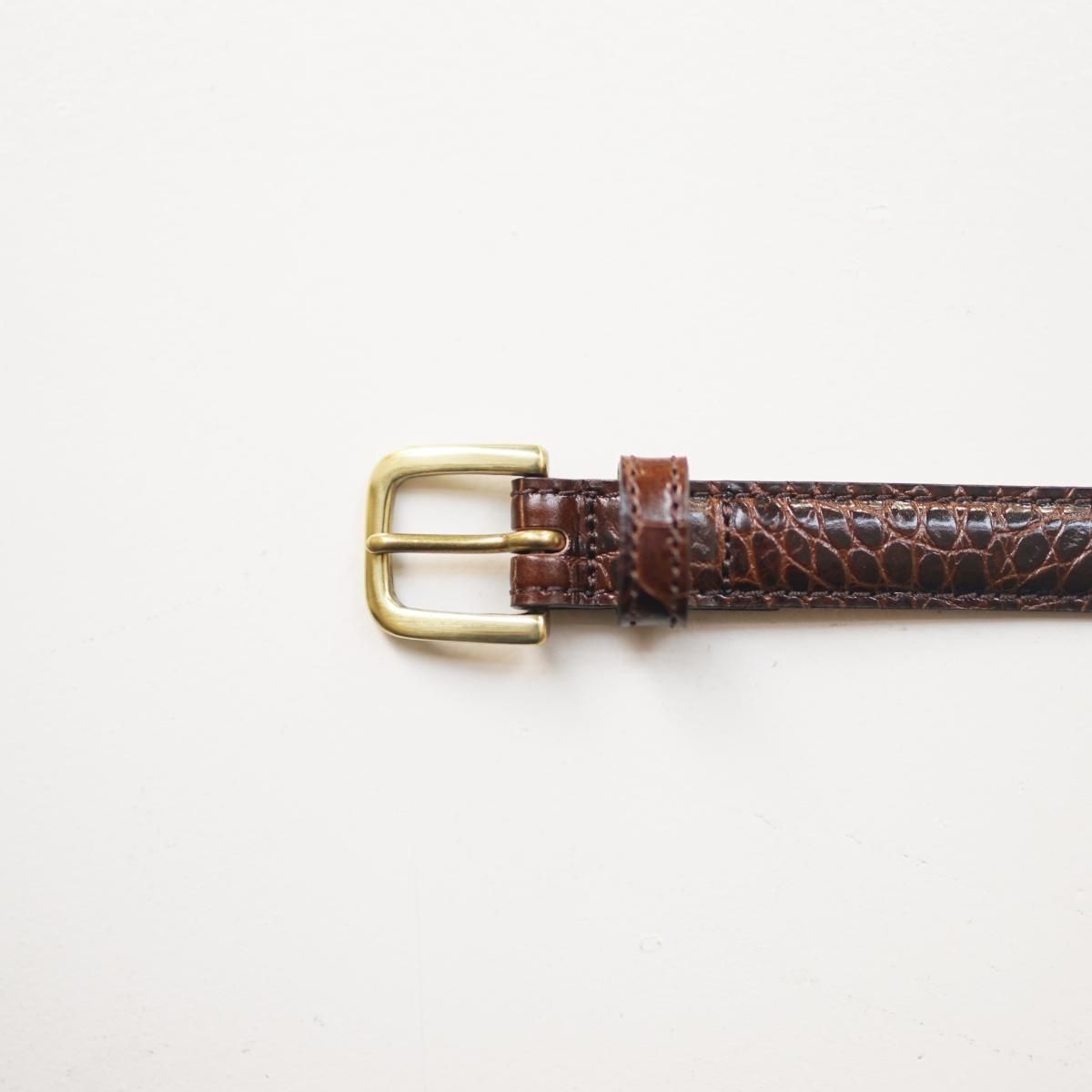 Scye / サイ】 PRESS CROCO DRESS BELT - DARK BROWN / PARK Scye / サイ】 PRESS CROCO DRESS BELT - DARK BROWN / PARK