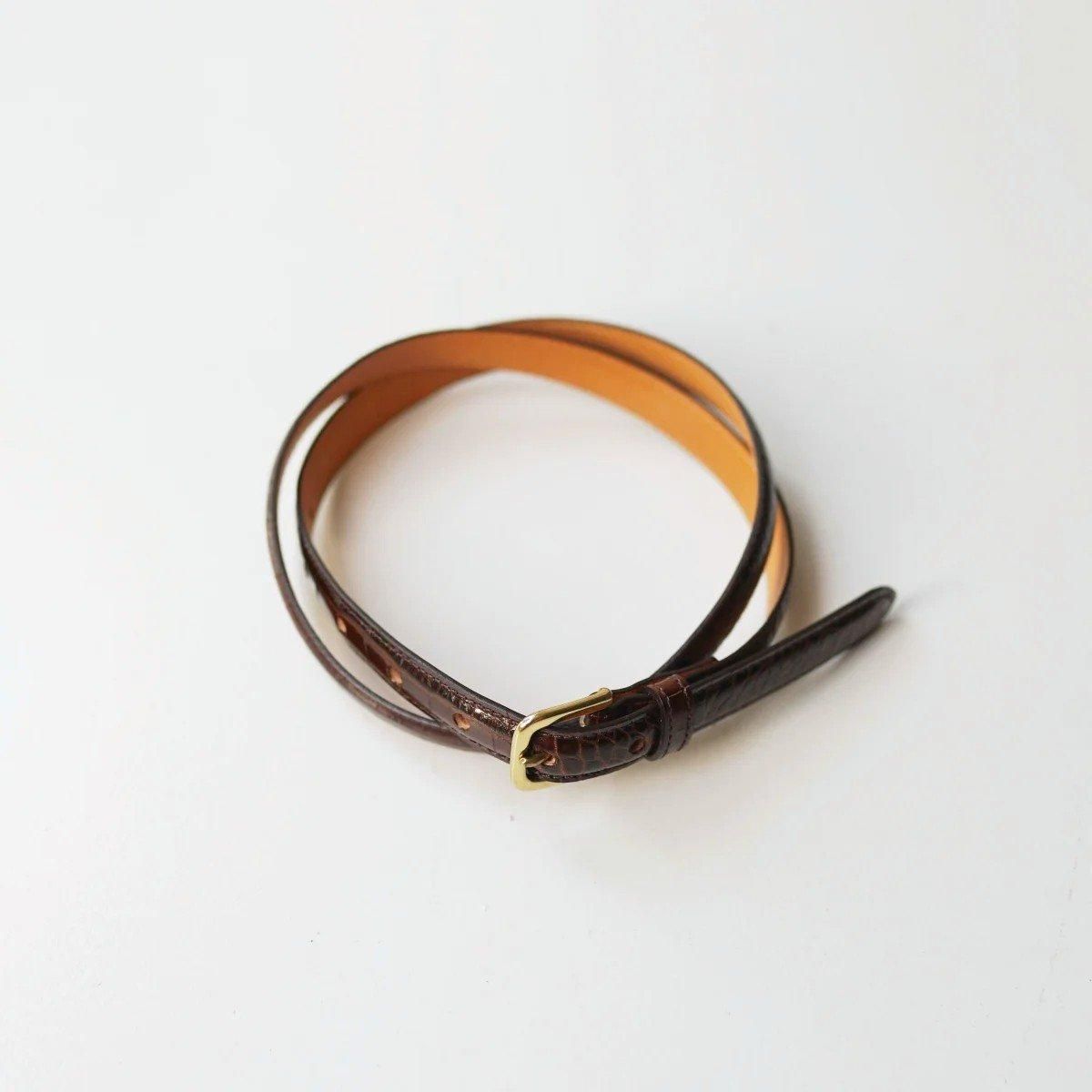 Scye /  PRESS CROCO DRESS BELT - DARK BROWN