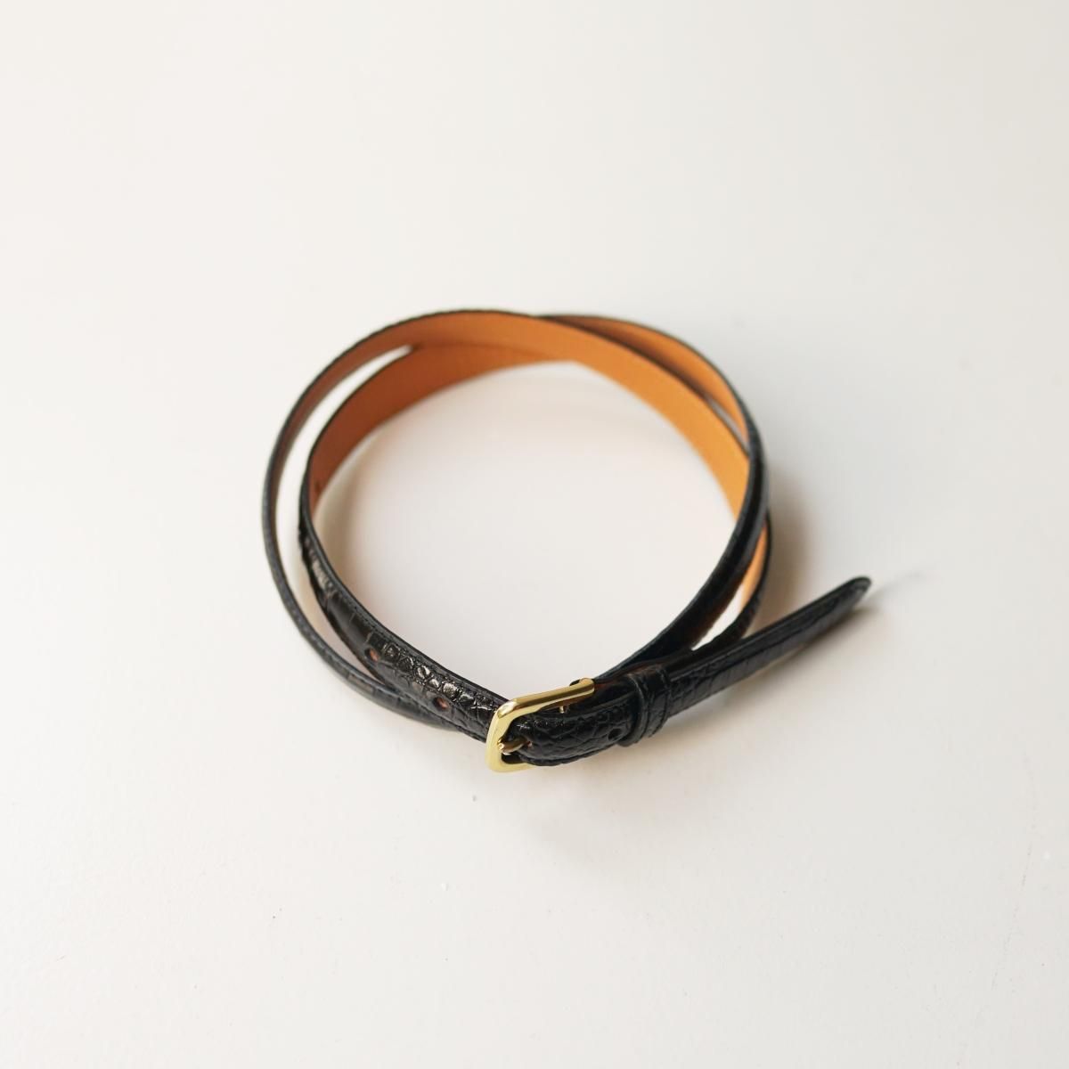 2024 AWۡScye /  PRESS CROCO DRESS BELT - BLACK