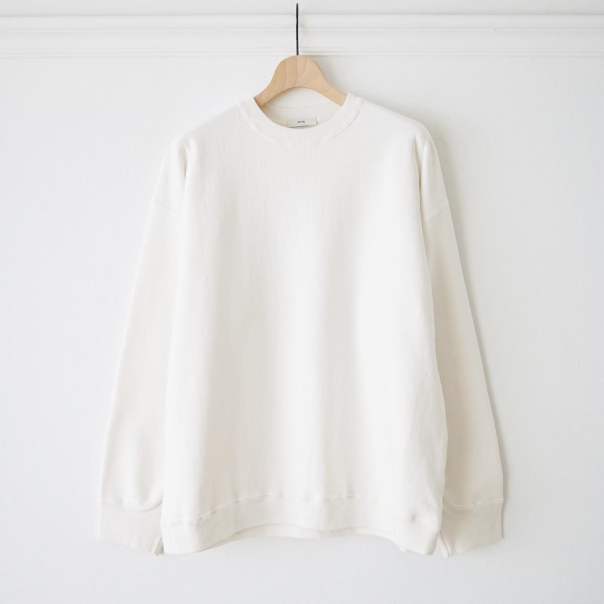 ATON ȥ GARMENT DYE URAKE OVERSIZED SWEAT SHIRT - WHITE