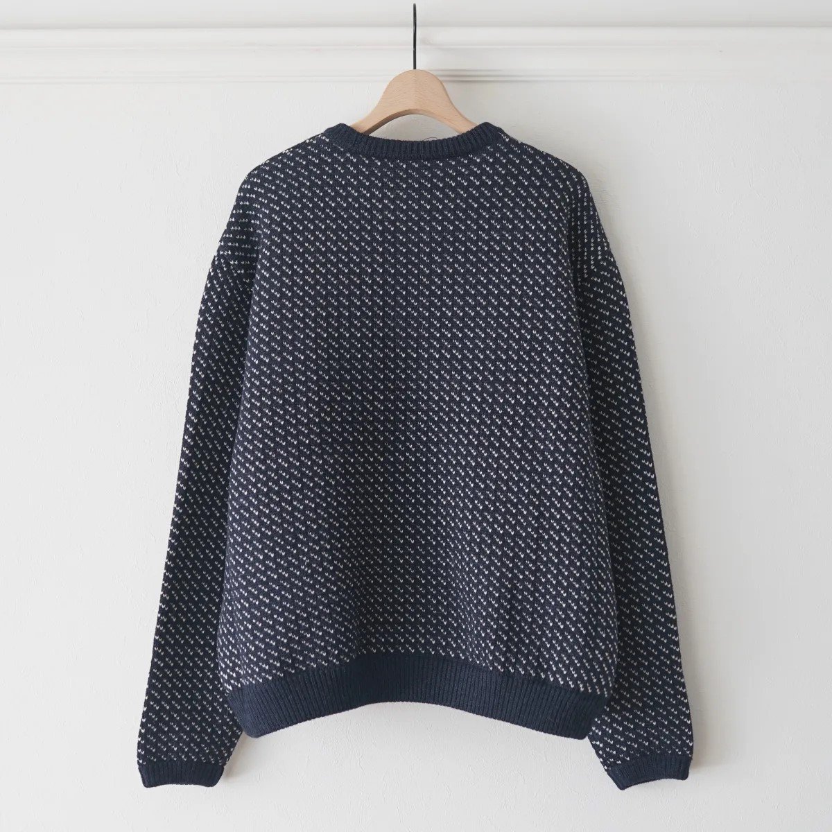 INTERIM インテリム】 ALPACA BIRD'S EYE HEAVY CREW SWEATER - NAVY/WHITE / PARK  ONLINE STORE