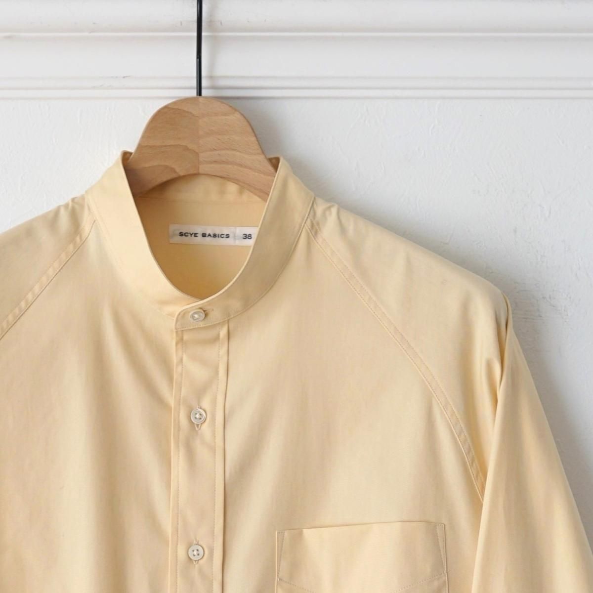 Scye サイ】 FINX COTTON OXFORD GRANDAD COLLAR SHIRT - YELLOW