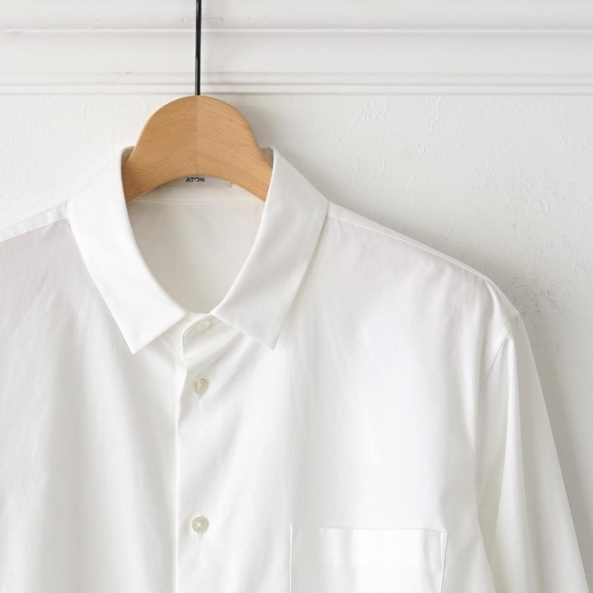 ATON エイトン】 SUVIN BROAD STANDARD SHIRT - WHITE / PARK