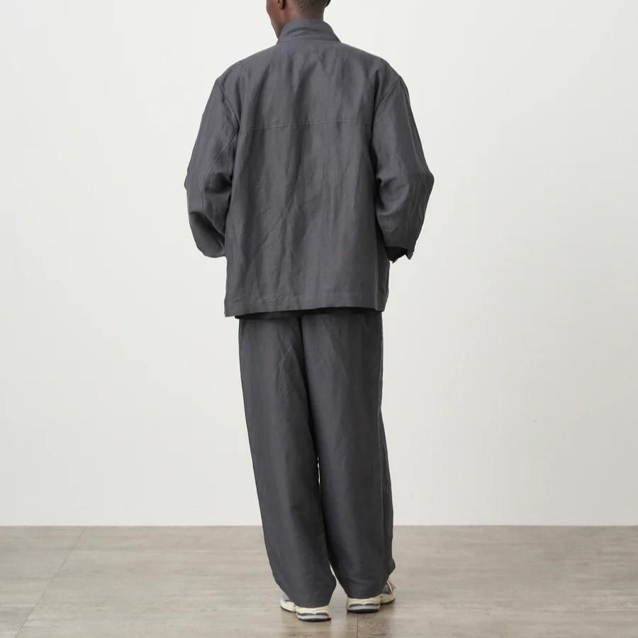 ATON エイトン】 COTTON HEMP SATIN BAKER PANTS - CHARCOAL ATON エイトン】 COTTON HEMP SATIN BAKER PANTS - CHARCOAL