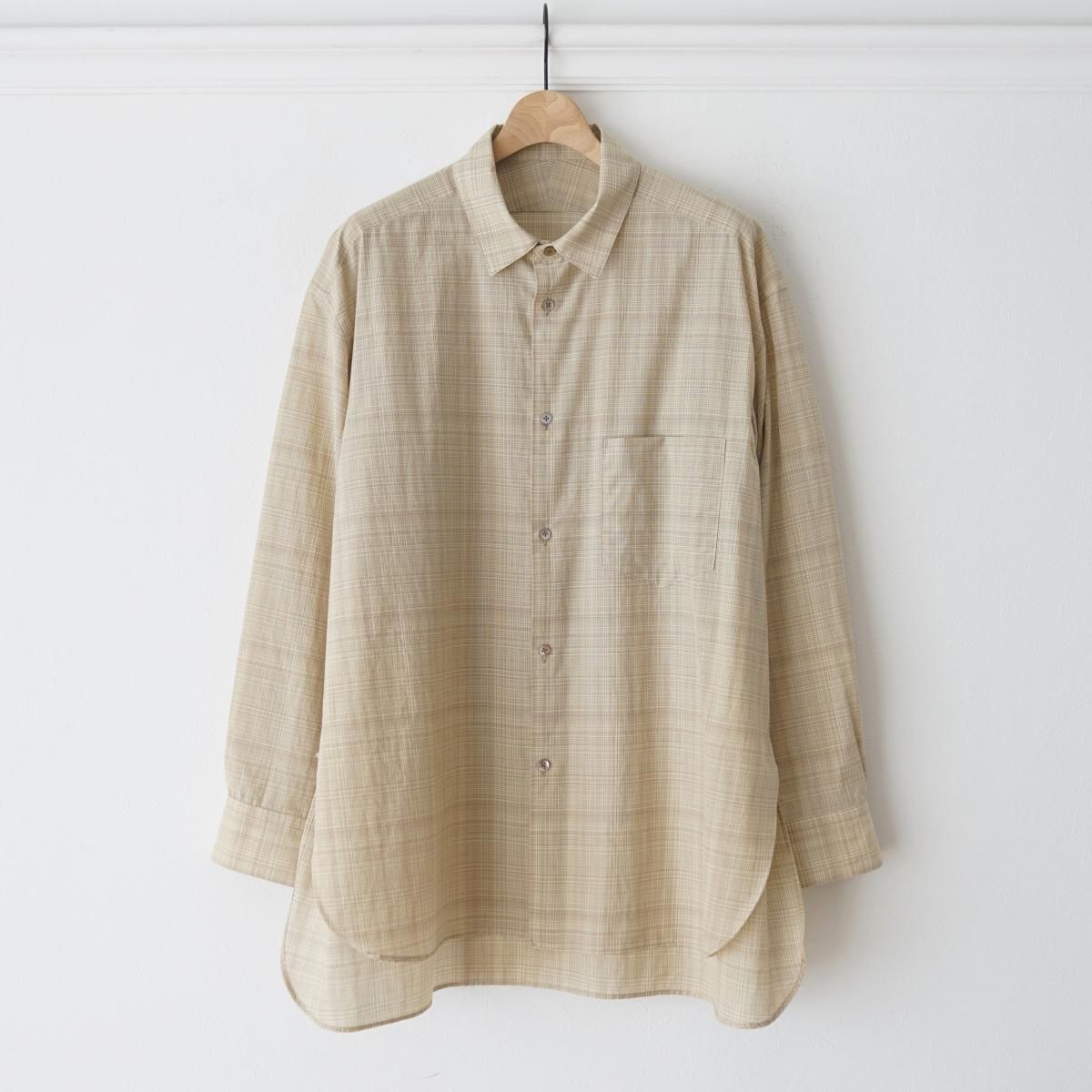 3/16ȯۡ2024 S/SۡURU  COTTON CHECK / REGULAR COLLAR L/S SHIRTS - BEIGE