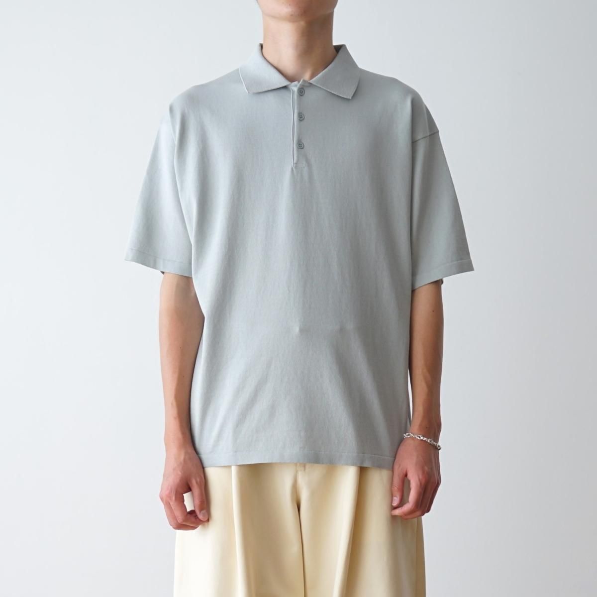 ATON / エイトン】 FRESCA KNIT CREW POLO KNIT - SAX / PARK