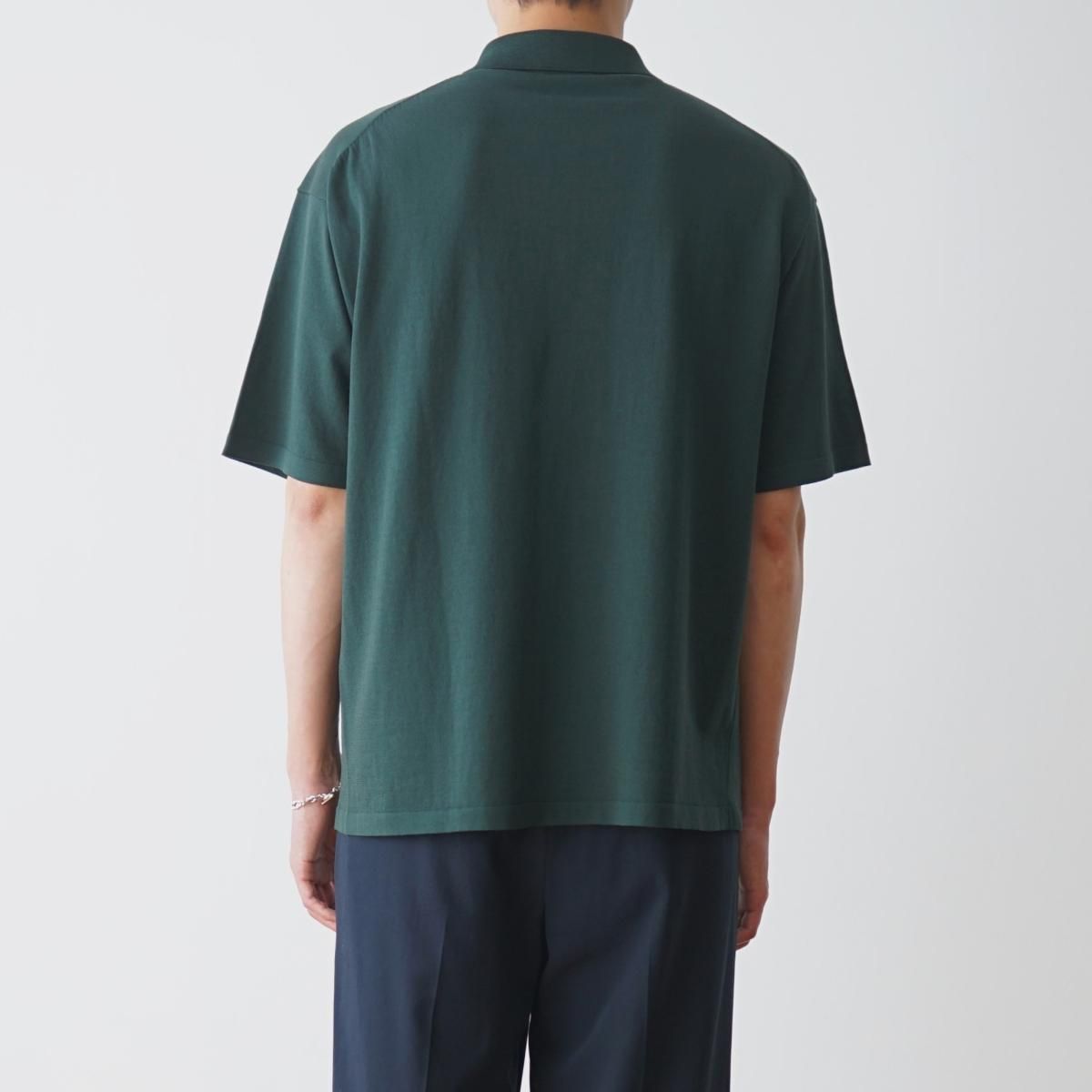ATON / エイトン】 FRESCA KNIT CREW POLO KNIT - GREEN / PARK