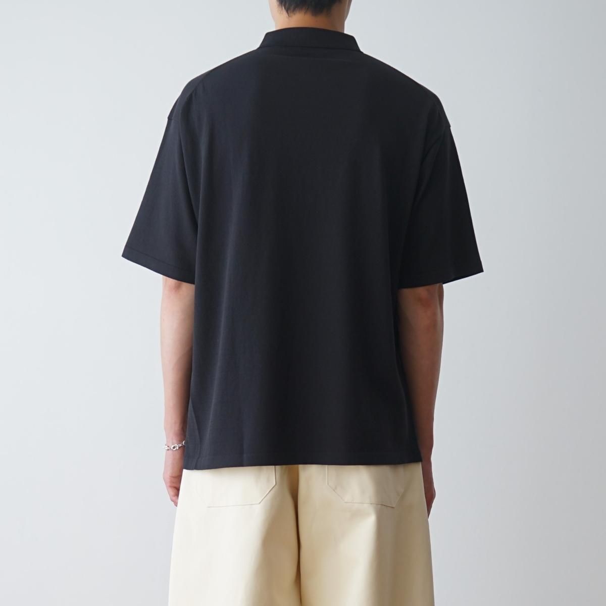 ATON エイトン】 FRESCA KNIT CREW POLO KNIT - BLACK / PARK