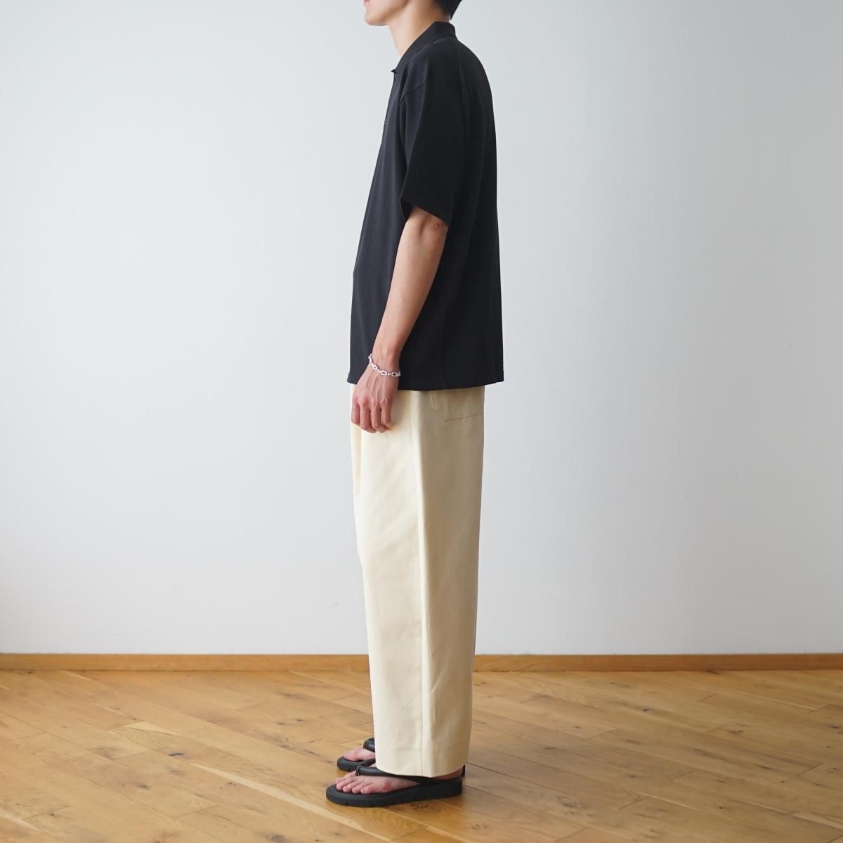 ATON エイトン】 FRESCA KNIT CREW POLO KNIT - BLACK / PARK