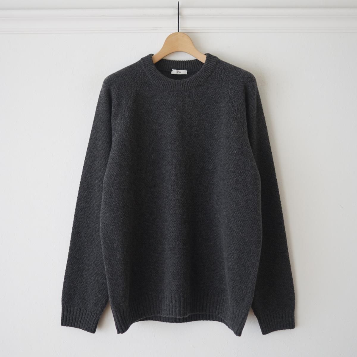 2024 AWۡATON / ȥ LAMBS WOOL CREWNECK SWEATER - CHARCOAL GRAY