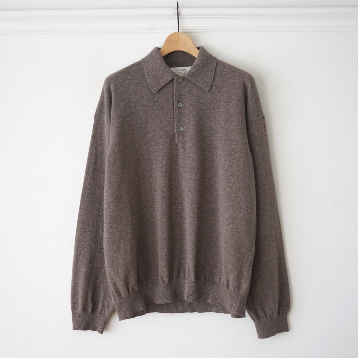 2024 AWۡSTUDIO NICHOLSON / ˥륽 12GG LONG SLEEVE POLO (NOE) - STONE MELANGE