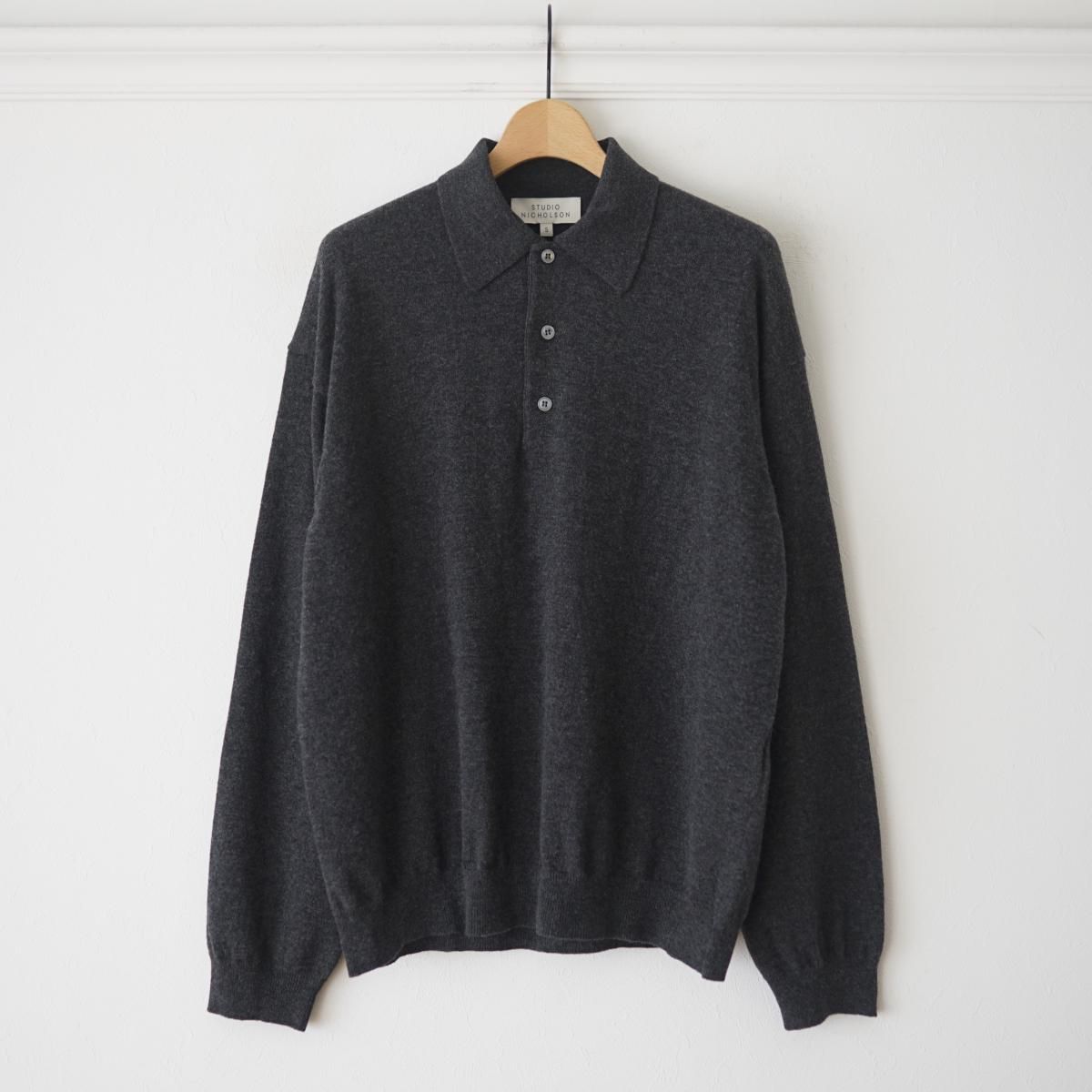 2024 AWۡSTUDIO NICHOLSON / ˥륽 12GG LONG SLEEVE POLO (NOE) - CHARCOAL MARL
