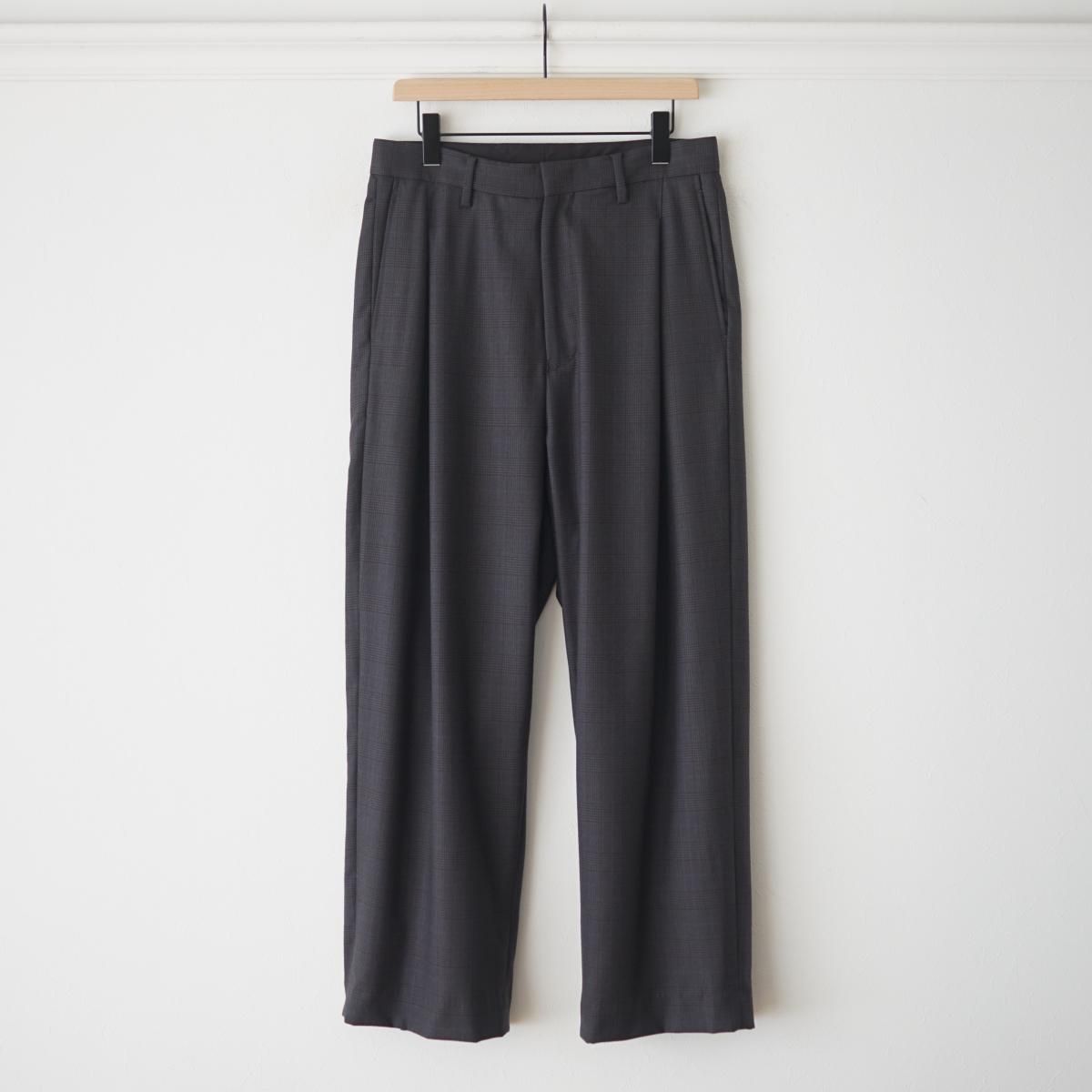 2024 AWۡURU /  WOOL GLEN CHECK | 1 TUCK PANTS - CHARCOAL