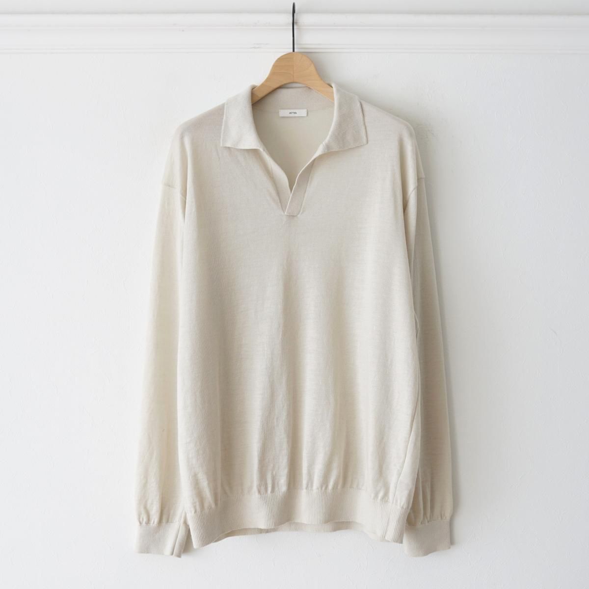 2025 SSۡATON / ȥ RAMIE CASHMERE SKIPPER POLO SWEATER - LIGHT GRAY
