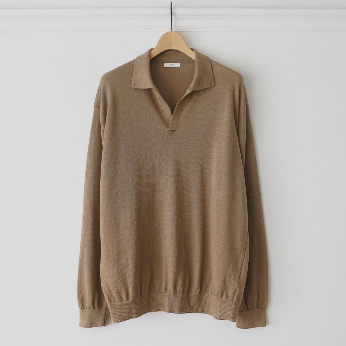 2025 SSۡATON / ȥ RAMIE CASHMERE SKIPPER POLO SWEATER - CAMEL