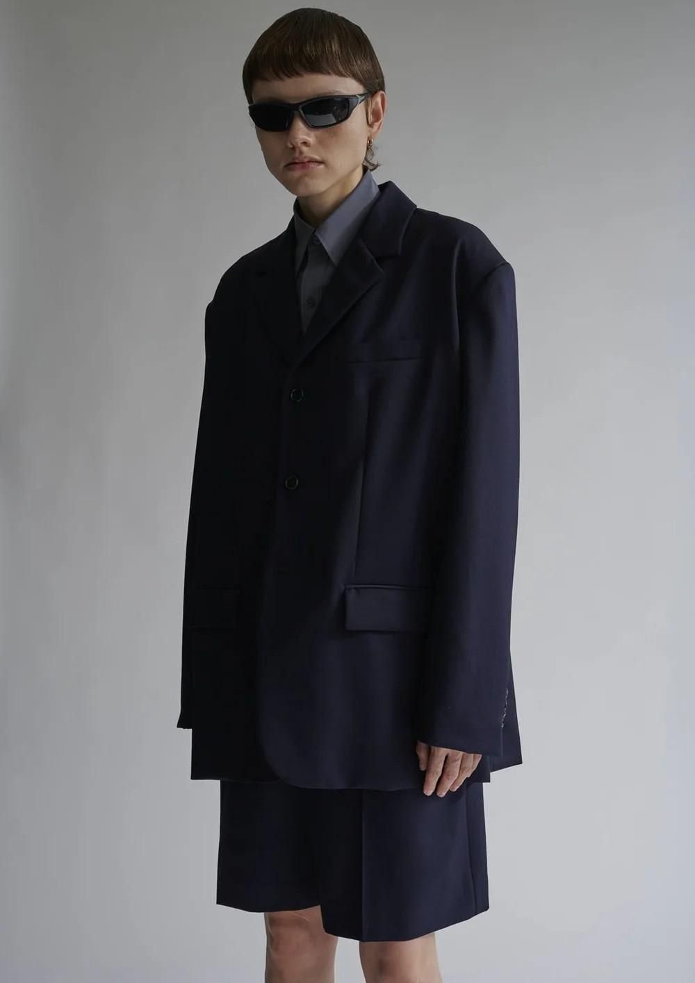INSCRIRE / アンスクリア】 WOOL BACK OPEN JACKET - NAVY
