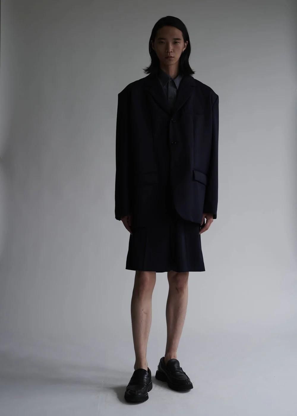 INSCRIRE / アンスクリア】 WOOL BACK OPEN JACKET - NAVY