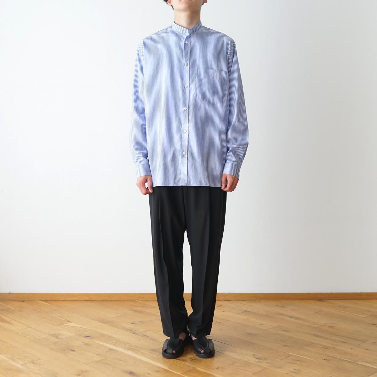 トップス The CLASIK COLLARLESS SHIRT STRIPE 46 Gentlemen's Striped Shirt | Old Money