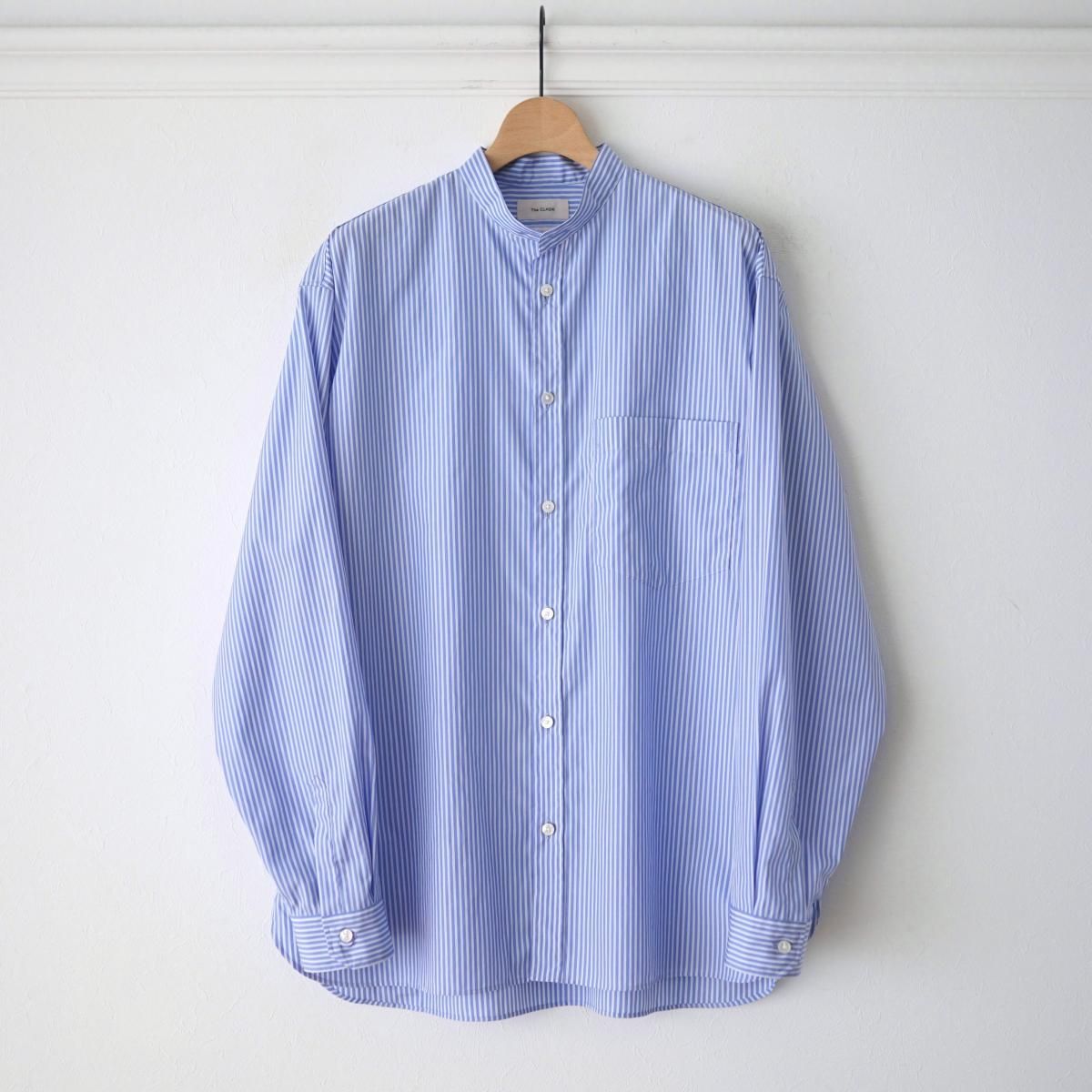 2025 SSۡThe CLASIK /  饷å COLLORLESS SHIRTS - WHITEBLUE STRIPE