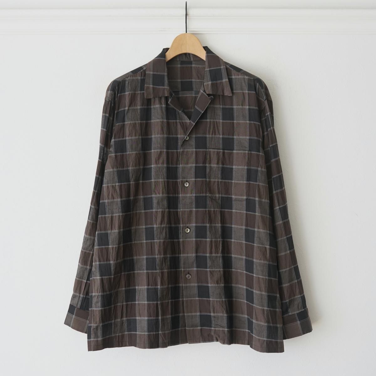 【4/2発売】【2025 SS】【URU / ウル】 OPEN COLLAR L/S SHIRTS - BROWN