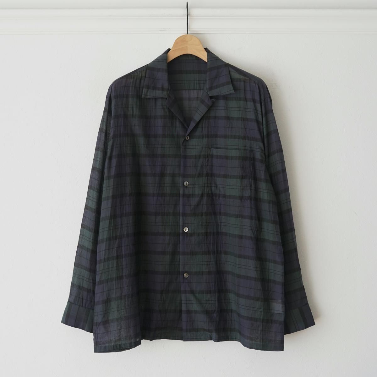 【4/2発売】【2025 SS】【URU / ウル】 OPEN COLLAR L/S SHIRTS - NAVY
