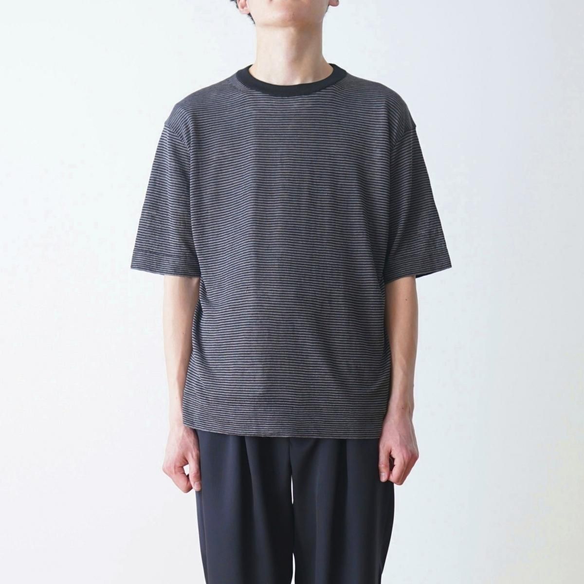 The CLASIK / ザ クラシック】 KNIT T-SHIRTS - BK×PG (STRIPE The CLASIK / ザ クラシック】 KNIT T-SHIRTS - BK×PG (STRIPE