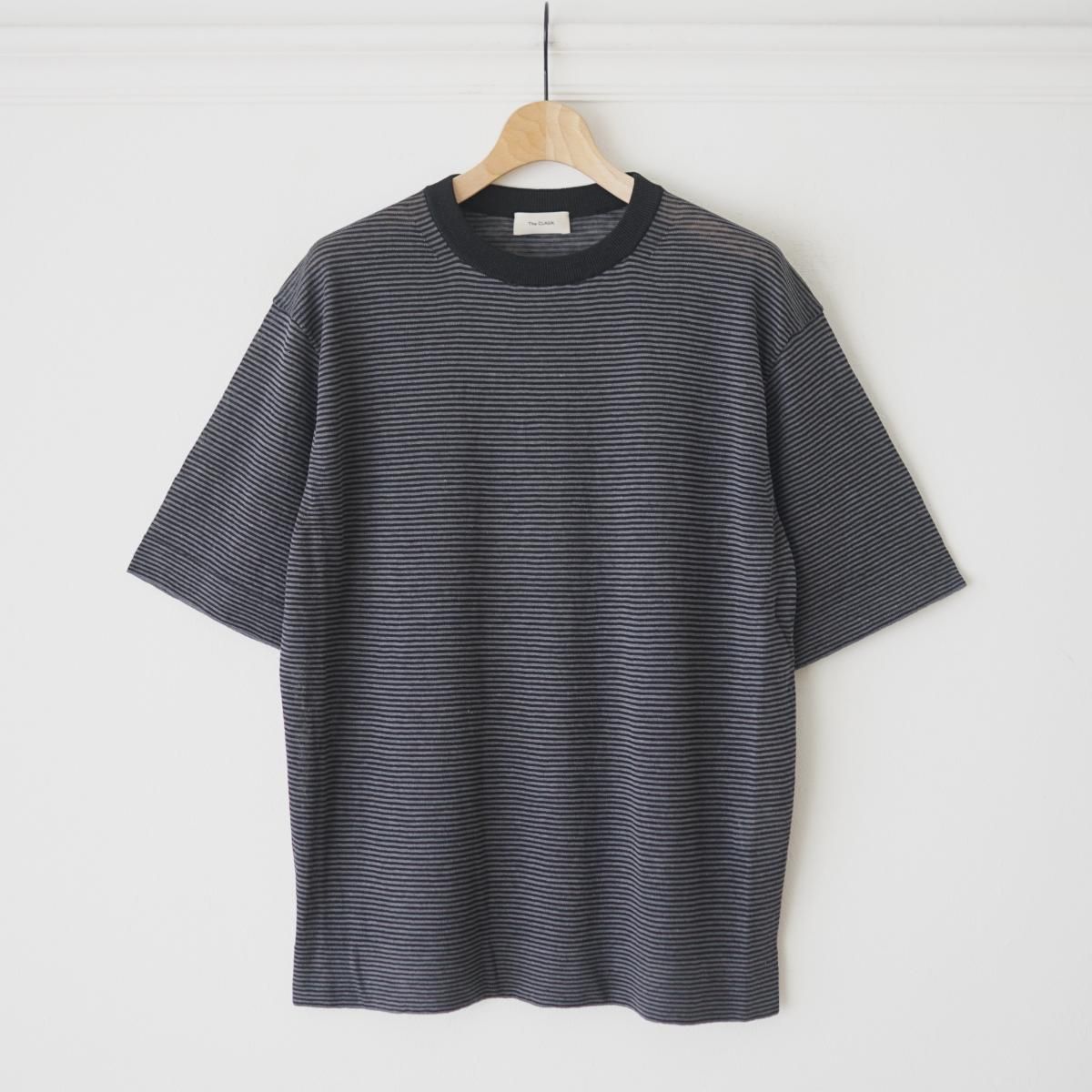 4/2ȯۡ2025 SSۡThe CLASIK /  饷å KNIT T-SHIRTS - BKPG (STRIPE)