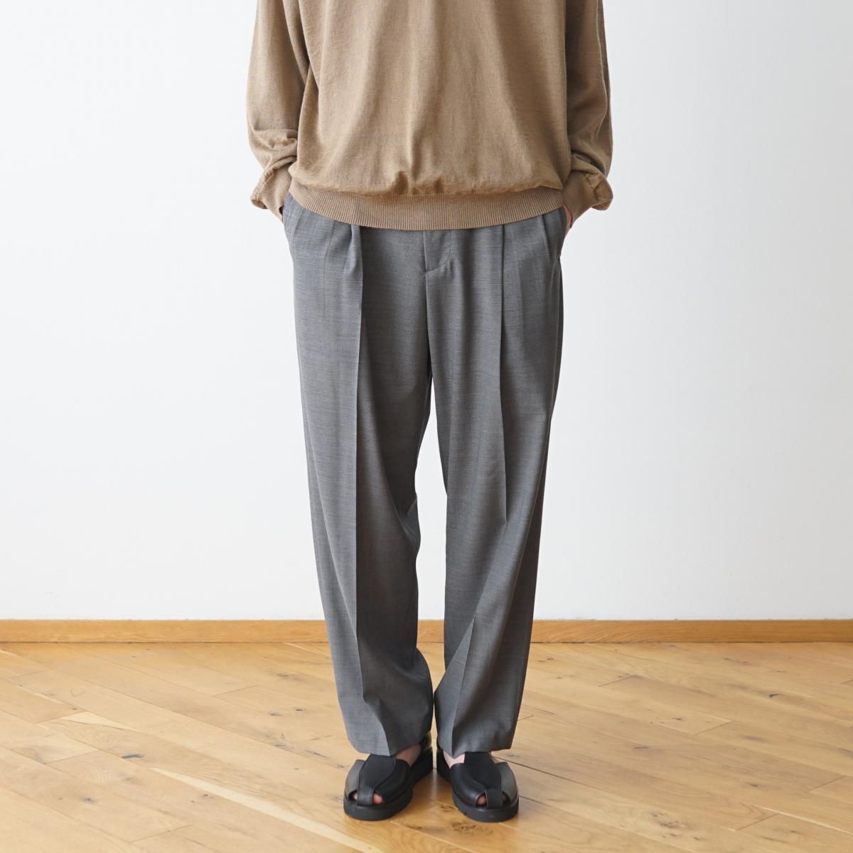 ATON / エイトン】 TWIST WOOL TROPICAL TWO TUCKED EASY PANTS