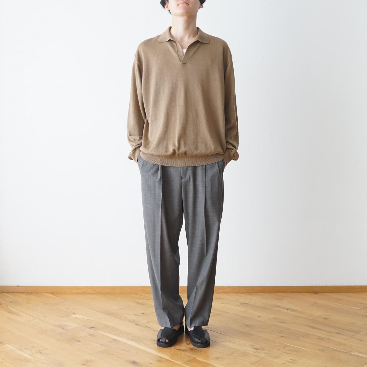 パンツ ATON 25ss TWO TUCKED EASY PANTS TWIST WOOL TROPICAL TWO TUCKED EASY PANTS | ATON(エイトン