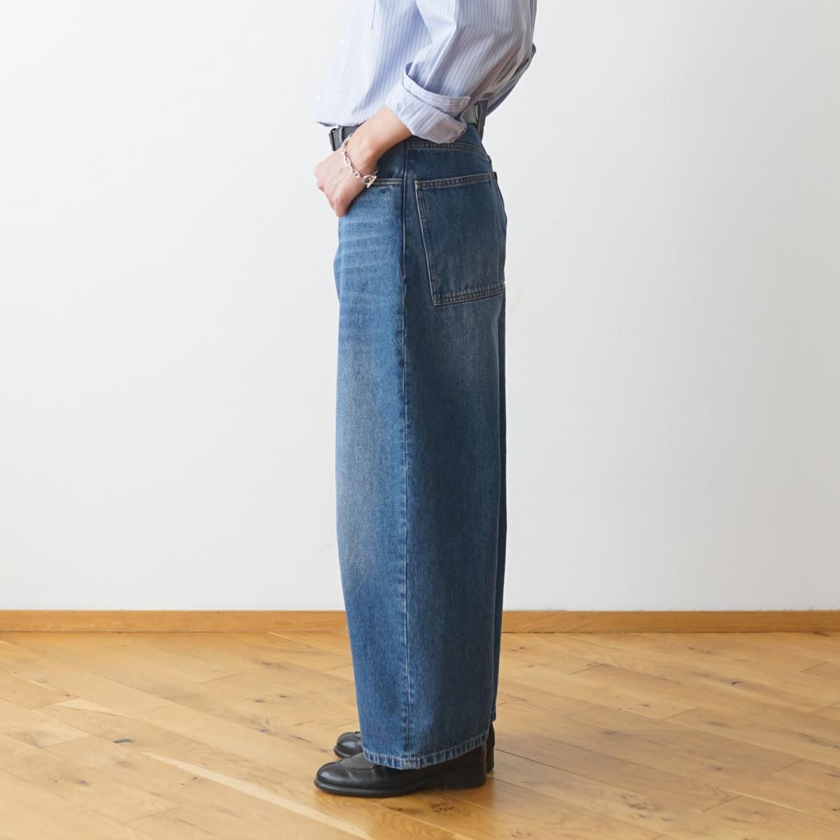 STUDIO NICHOLSON WORN WASH INDIGO ワイドパンツ STUDIO NICHOLSON WORN WASH INDIGO ワイドパンツ LAND DENIM