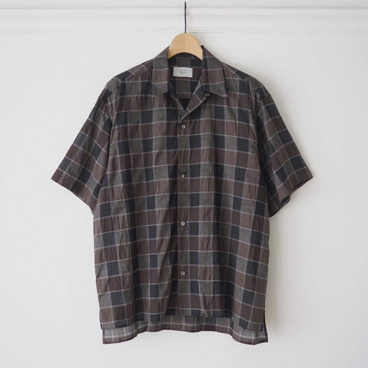【4/12発売】【2025 SS】【URU / ウル】 OPEN COLLAR S/S SHIRTS - BROWN