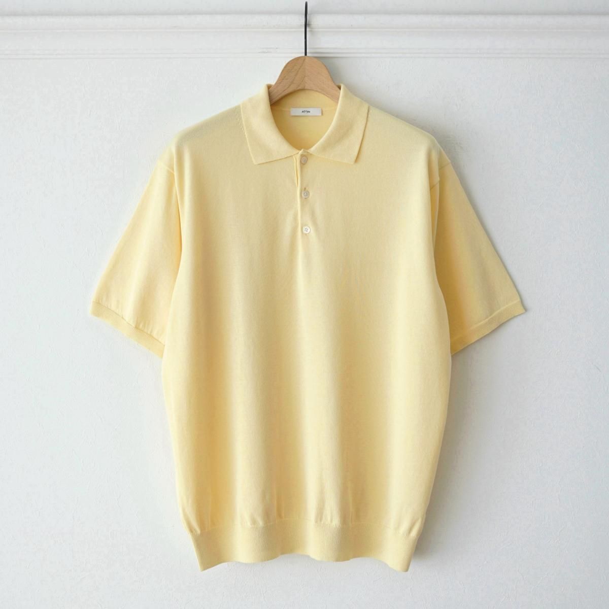 5/3ȯۡ2025 S/SۡATON / ȥ COTTON WASHI KNIT HALF SLEEVE POLO SWEATER - YELLOW
