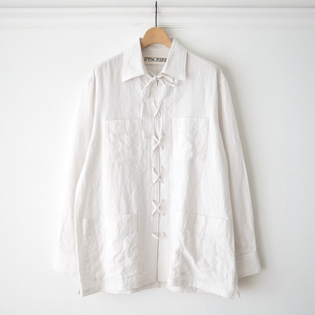 6/2ȯۡ2025 SSۡINSCRIRE / 󥹥ꥢ LINEN LACEUP SHIRT - WHITE