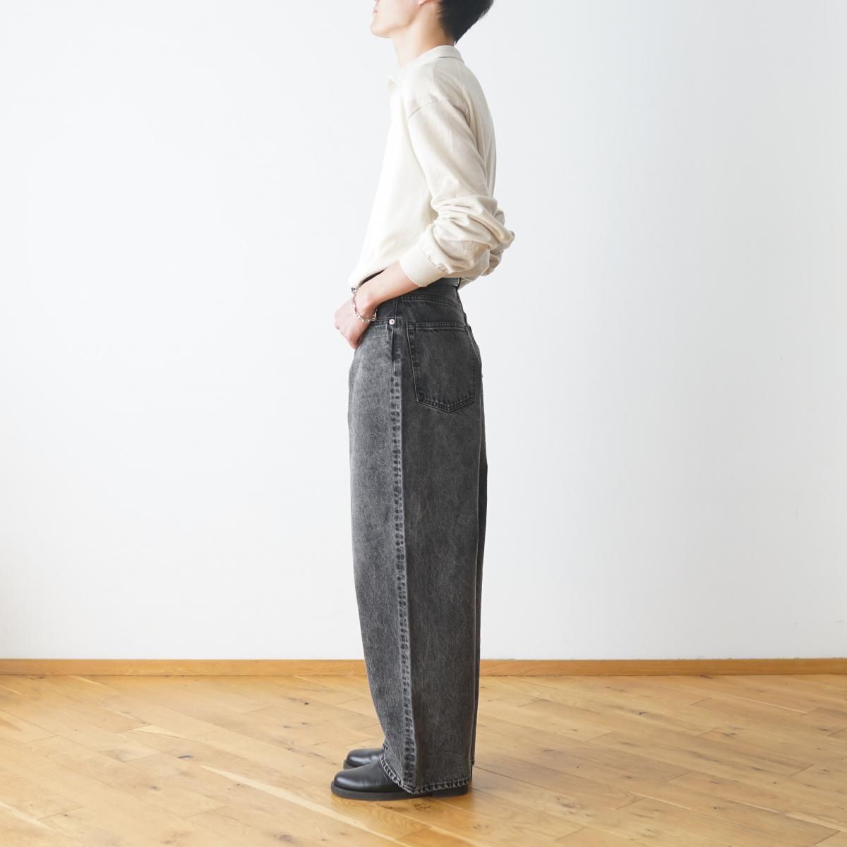 INSCRIRE / アンスクリア】 COLOR DENIM BALLOON PANTS - BLACK