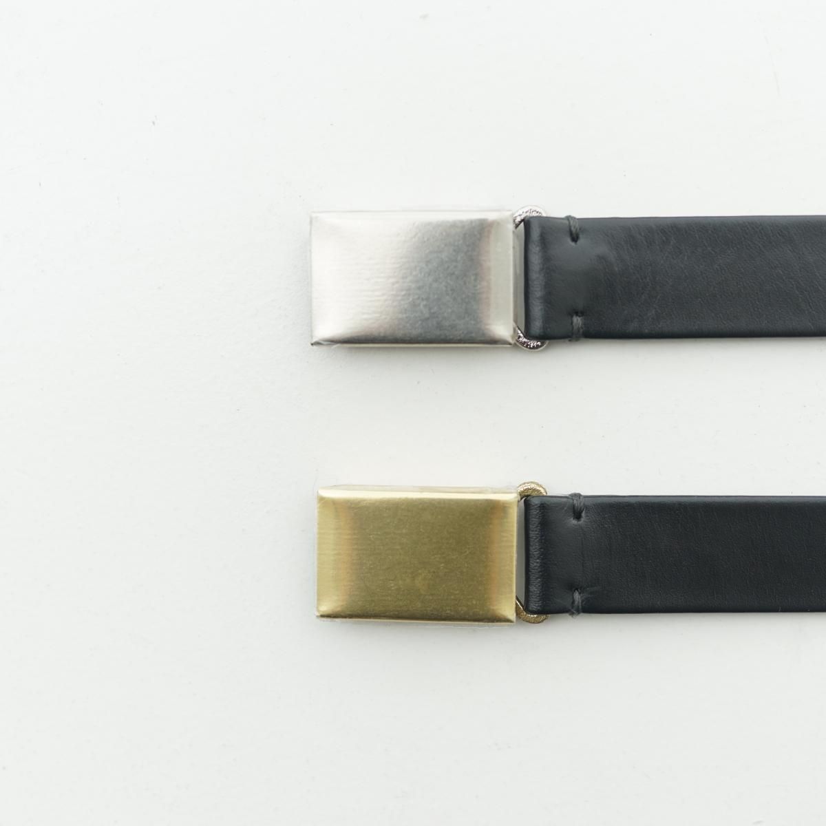 YLEVE / イレーヴ】 LEATHER BUCKLED BELT - BLACK/GOLD / PARK
