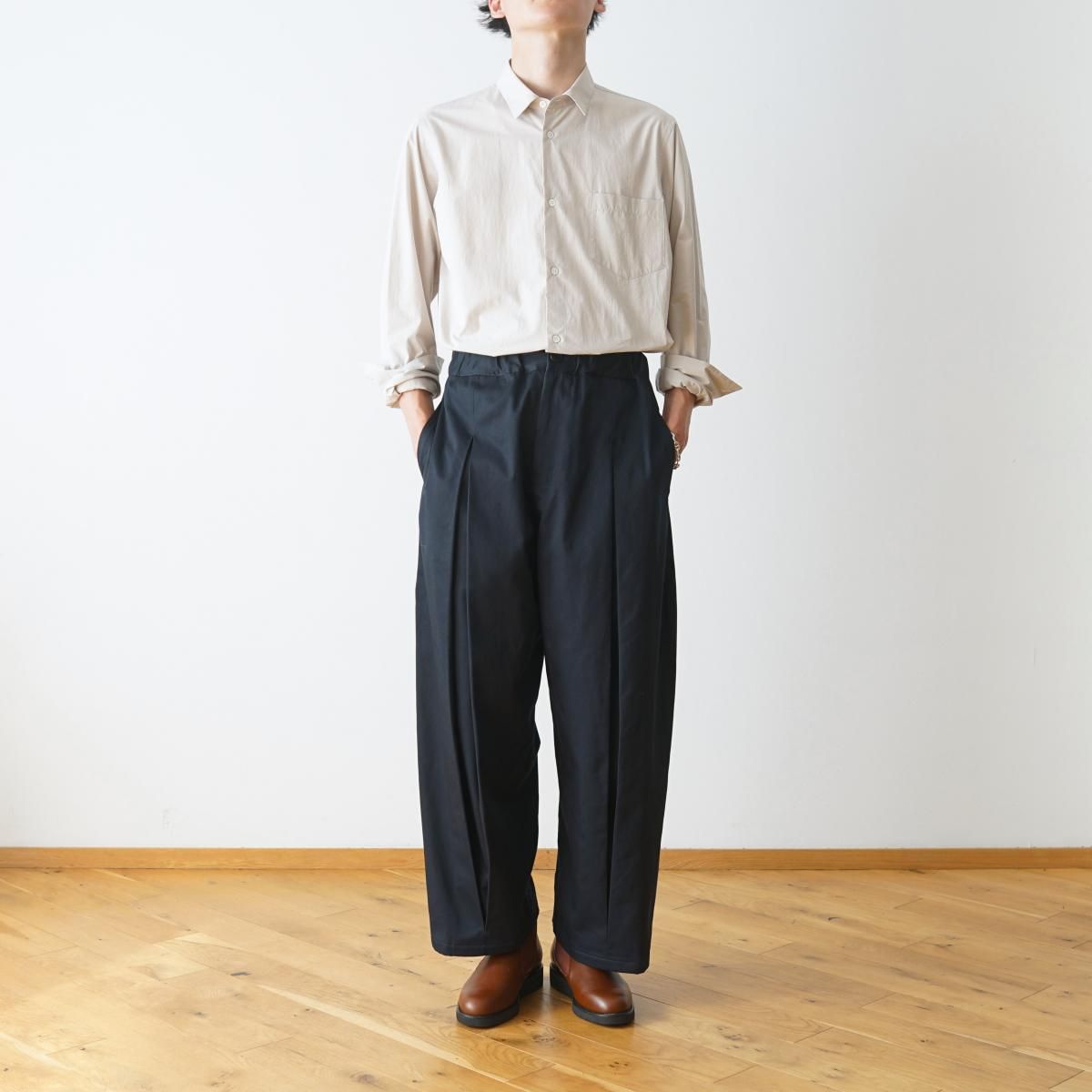 SAGE NATION セイジネーション Box Pleat トラウザーズ sage'NATION / セイジネーション】 BOX PLEAT TROUSER - NAVY / PARK