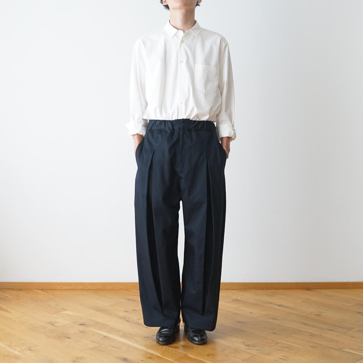 sage nation BOX PLEAT TROUSER ワイドパンツ sage'NATION / セイジネーション】 BOX PLEAT TROUSER - NAVY / PARK