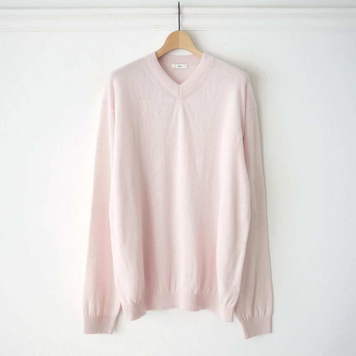 11/1ȯۡ25AWۡATON / ȥ LINEN WOOL BRUSHED | V-NECK SWEATER - PINK