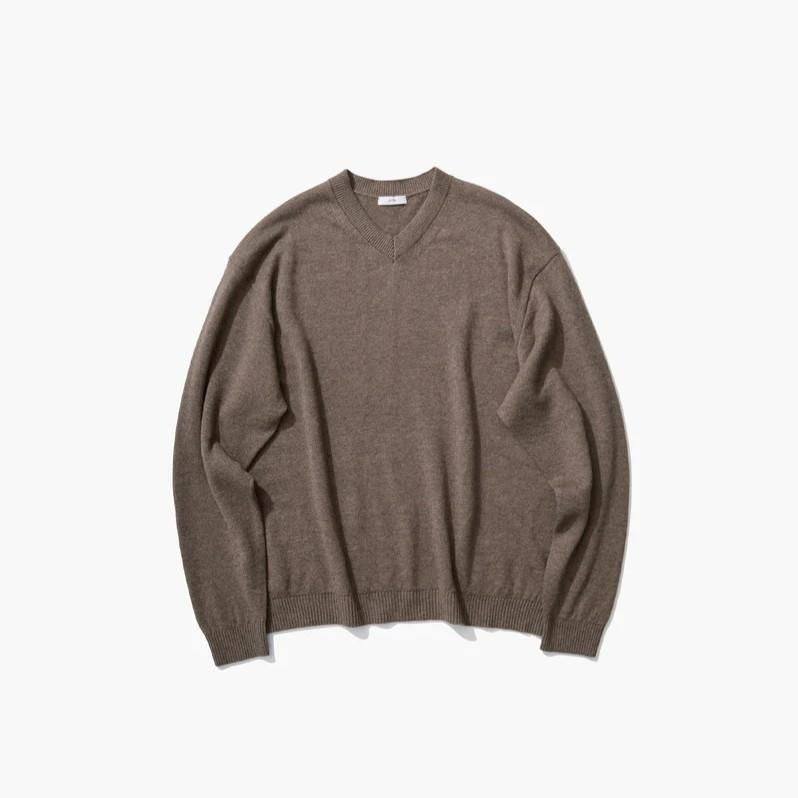 ڢͽʡۡ25AWۡATON / ȥ LINEN WOOL BRUSHED | V-NECK SWEATER - CAMEL